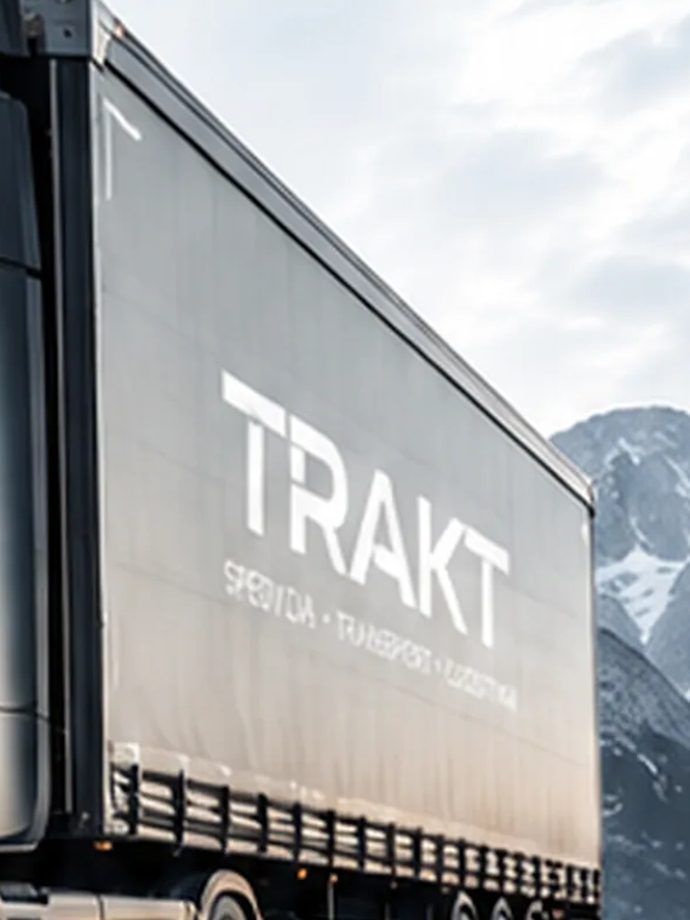 Naczepa plandekowa z logotypem TRAKT